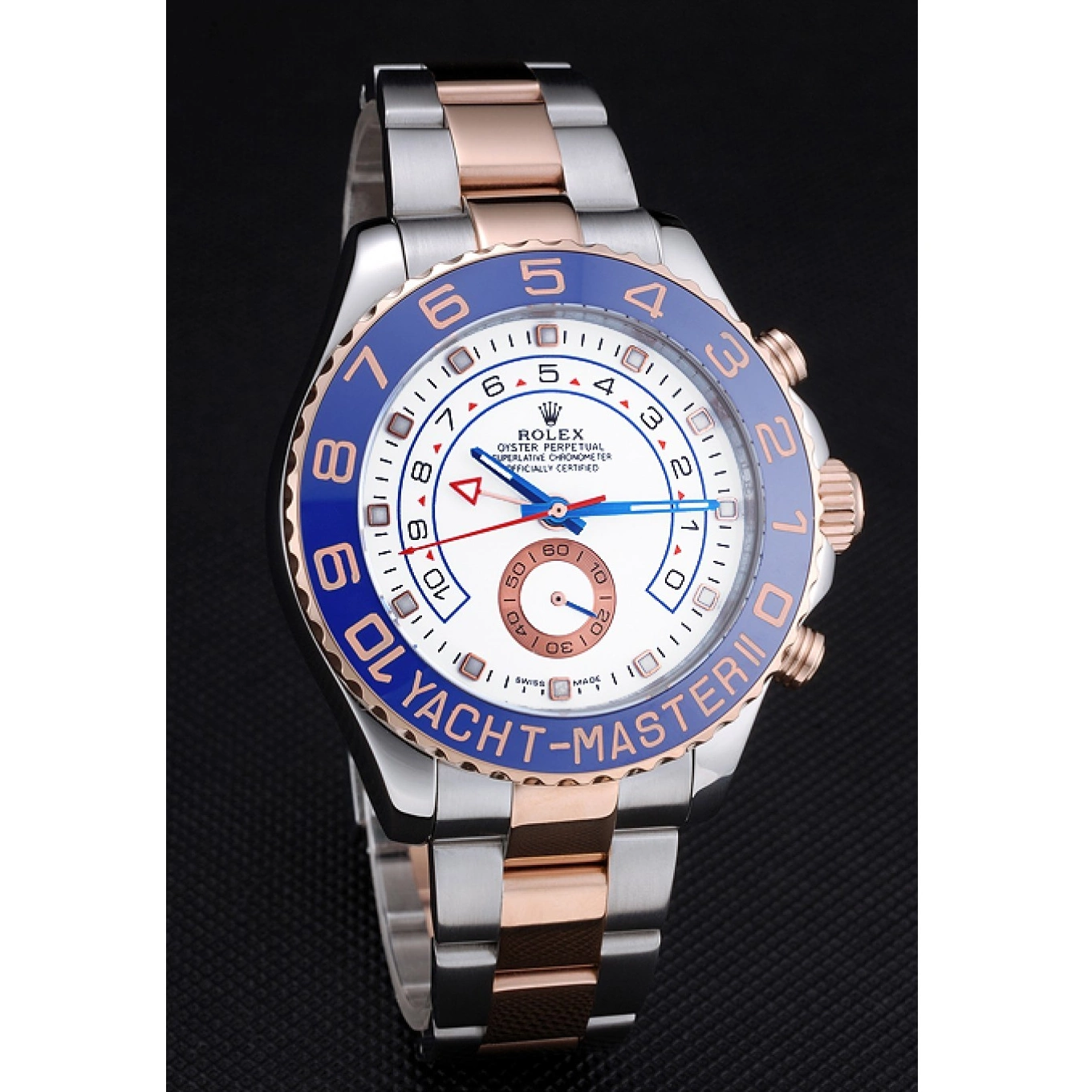 Aaa replica watch 622270 Bracelet Rolex and II Bezel Gold Steel White Dial Blue Rose Stainless Yacht-Master 0730